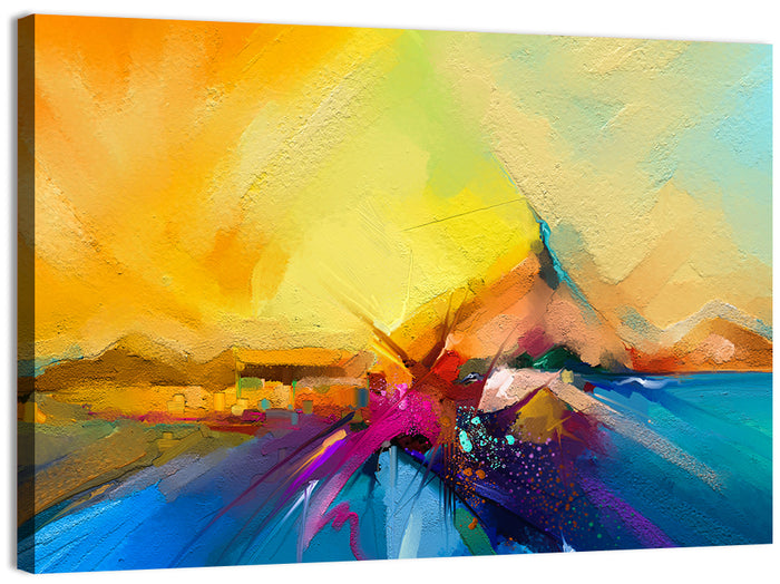 Diagonal Seascape Sunset Wall Art as a canvas print
