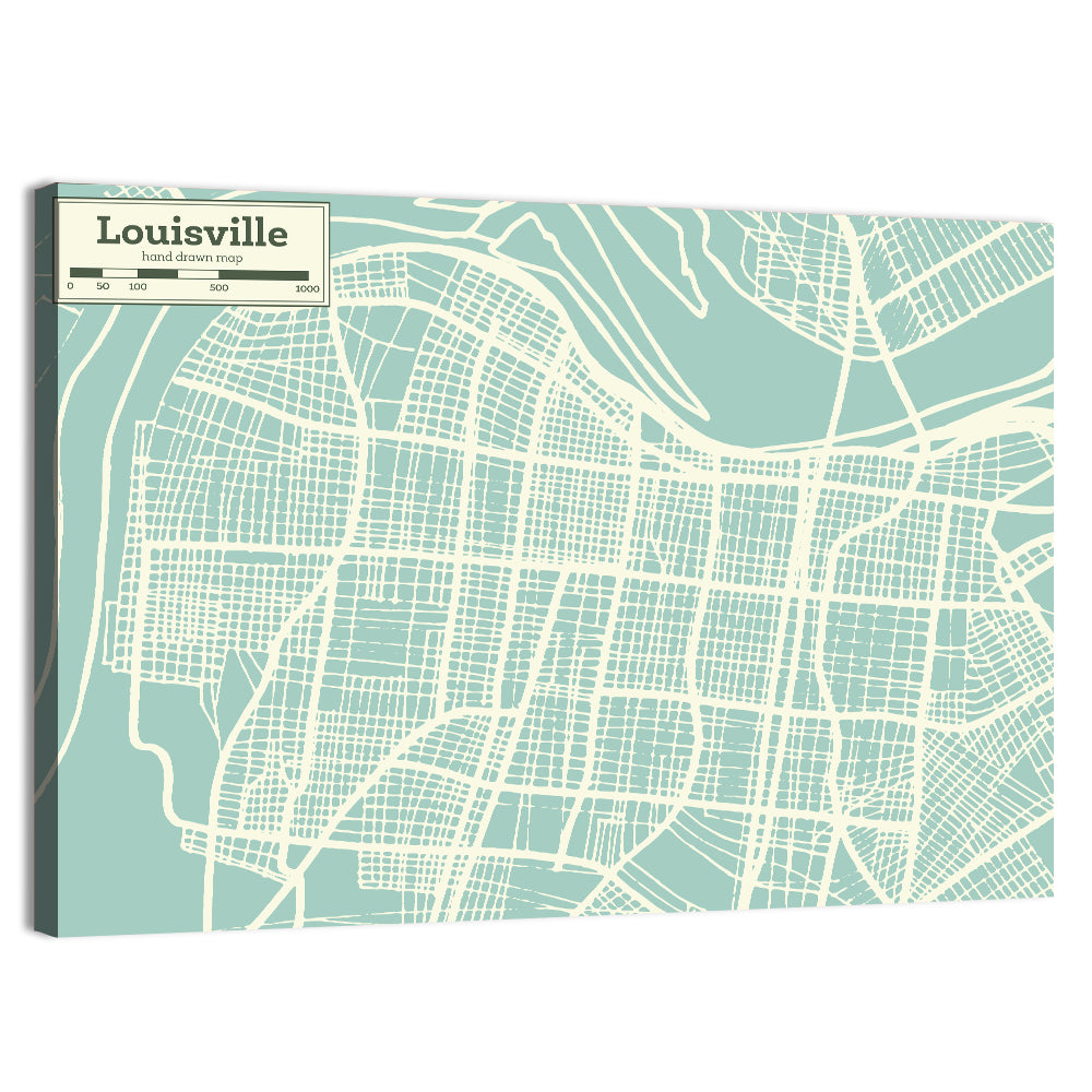 Louisville Kentucky Minimalist City Map Wall Art, canvas print, landscape
