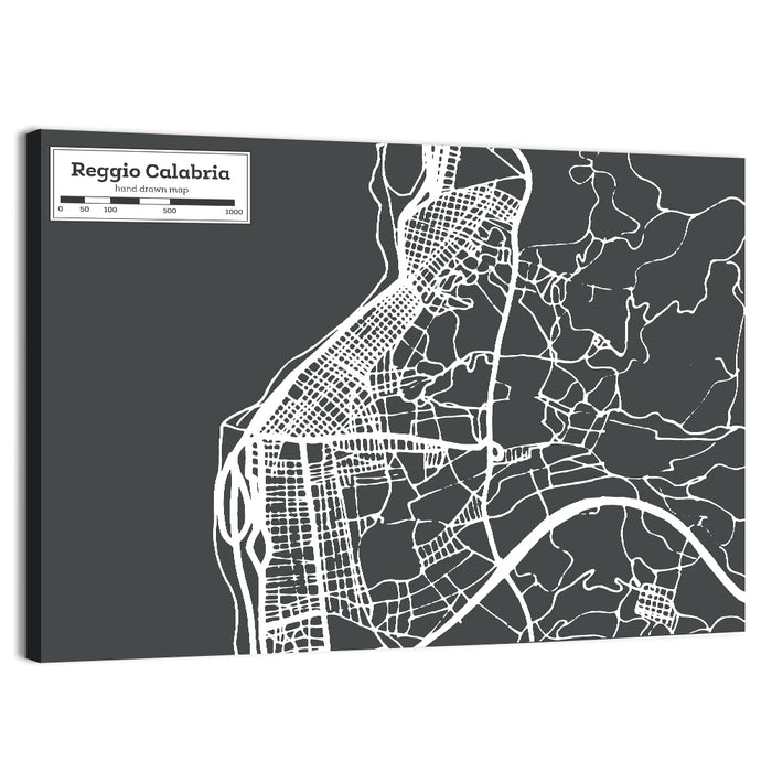 Reggio Calabria Minimalist City Map Wall Art as a canvas print