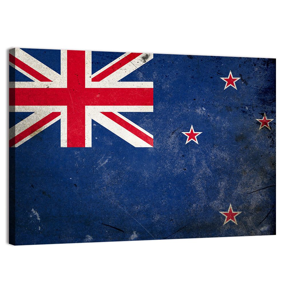 Vintage New Zealand Flag Wall Art, canvas print, landscape