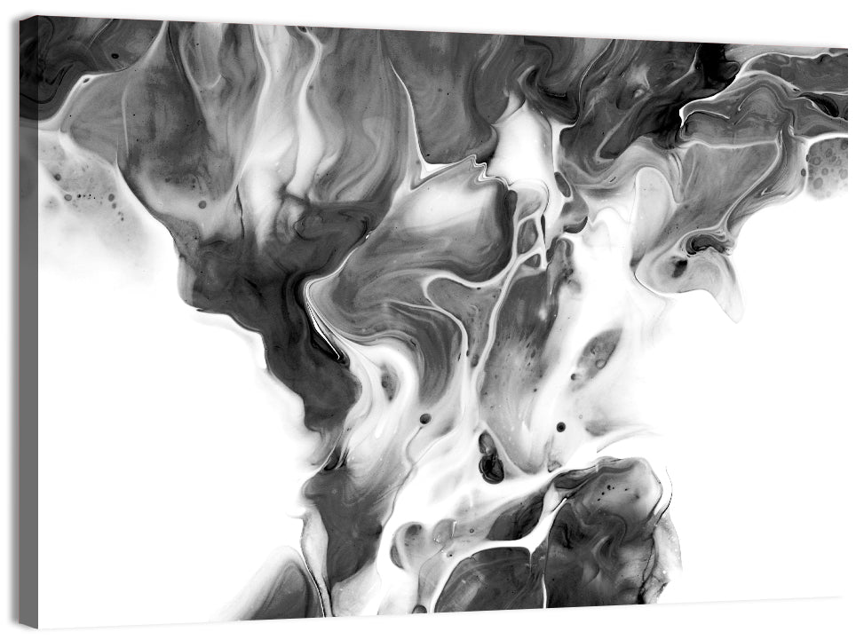 Monochrome Ink Swirl Wall Art, canvas print, landscape