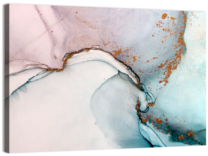 Blue Ink Wash with Gold Accents Wall Art as a canvas print