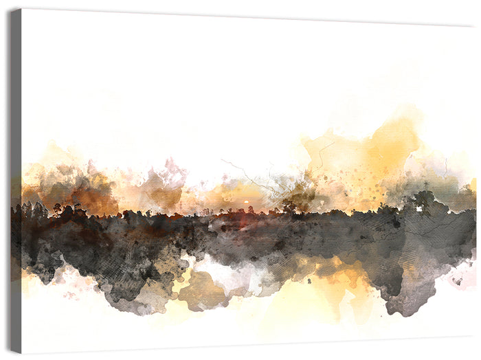 Sunset Treeline Watercolor Iii Wall Art as a canvas print