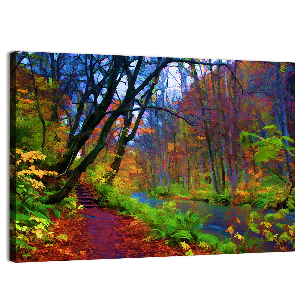 Autumn Along Oirase River Wall Art, canvas print, landscape