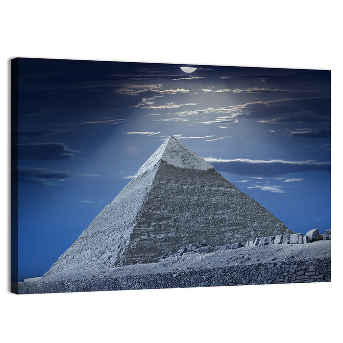 Great Pyramid Under Moonlight Wall Art as a canvas print