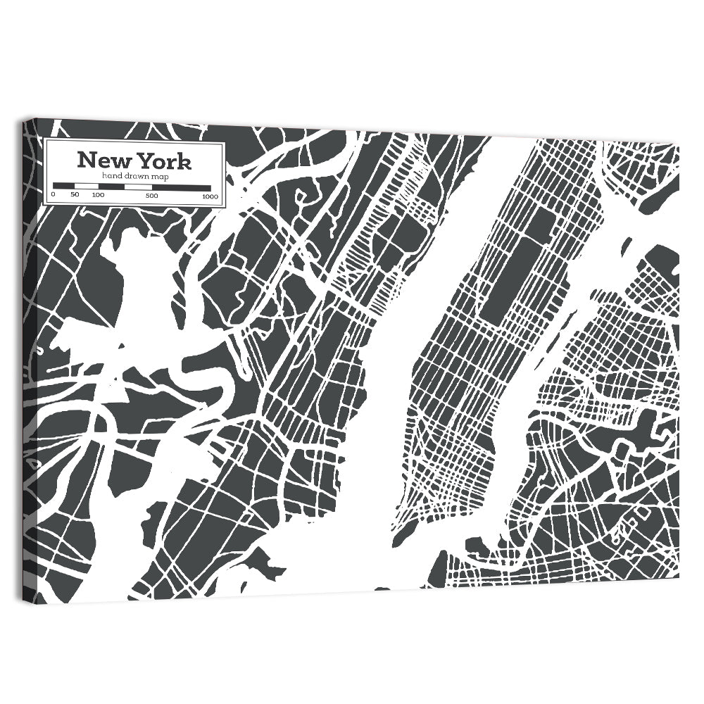 Manhattan Map, New York Wall Art, canvas print, landscape