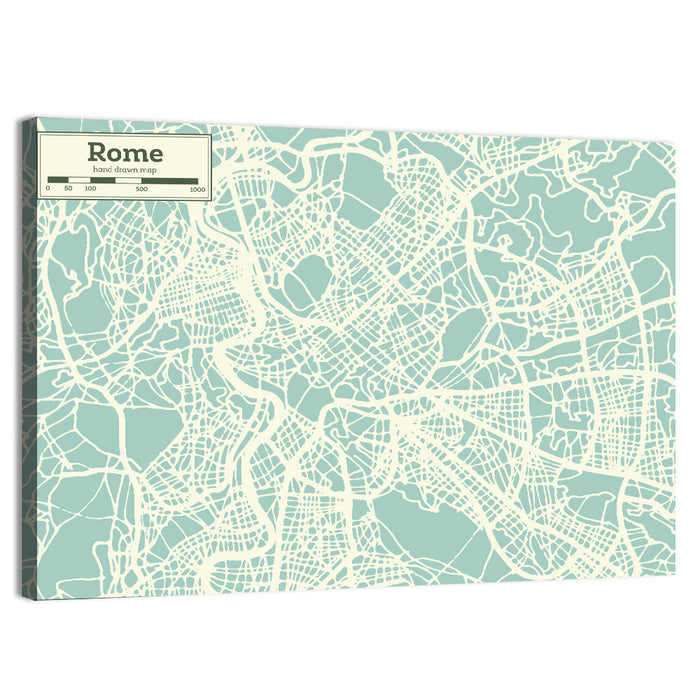 Minimalist Rome Map Wall Art as a canvas print