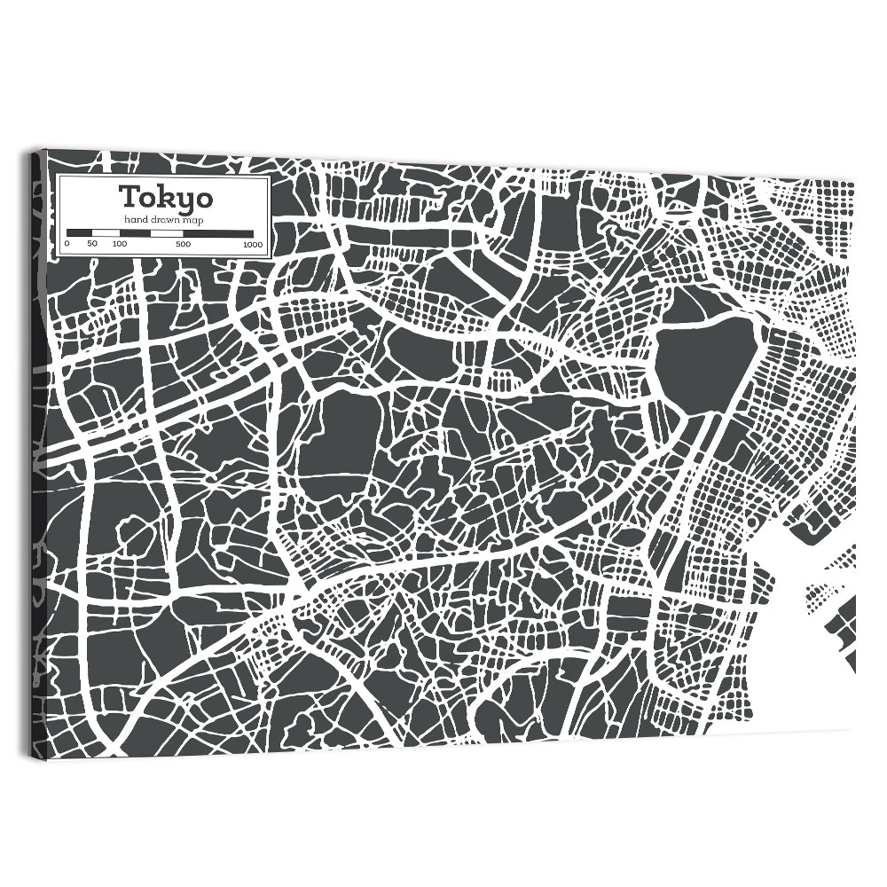 Tokyo City Map Wall Art, canvas print, landscape