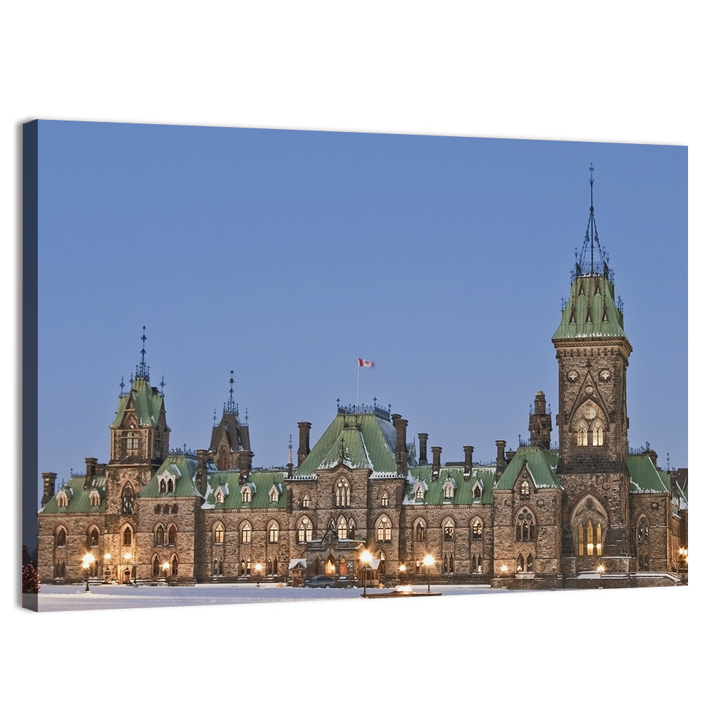 Ottawa Parliament Buildings at Dusk Wall Art, canvas print, landscape