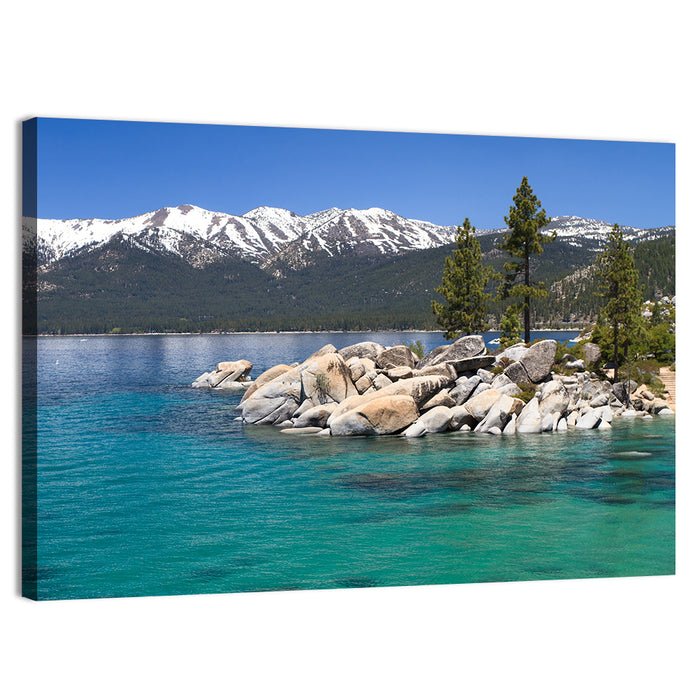 Sand Harbor Boulders Lake Tahoe Wall Art as a canvas print