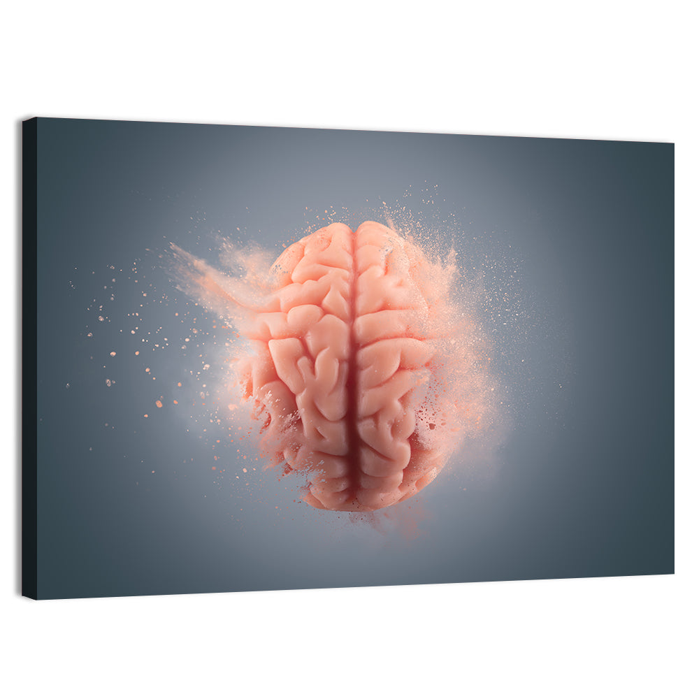 Anatomical Brain with Particles Wall Art, canvas print, landscape