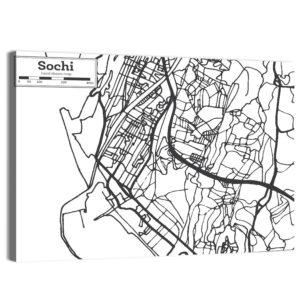 Sochi Street Grid Map Wall Art, canvas print, landscape