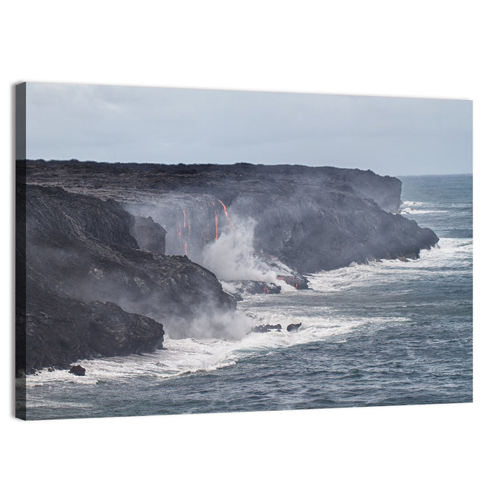 Glowing Lava on Big Island Coast Wall Art as a canvas print
