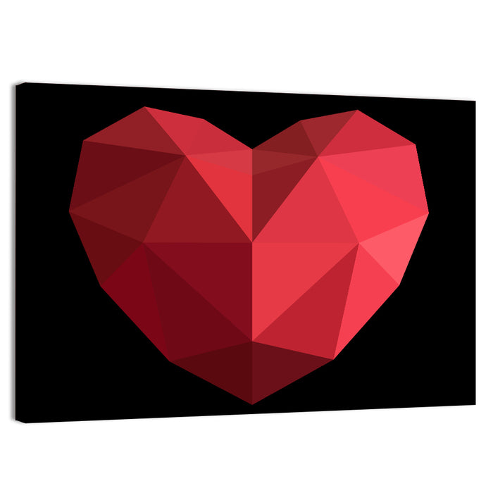 Low-poly Red Heart Wall Art as a canvas print