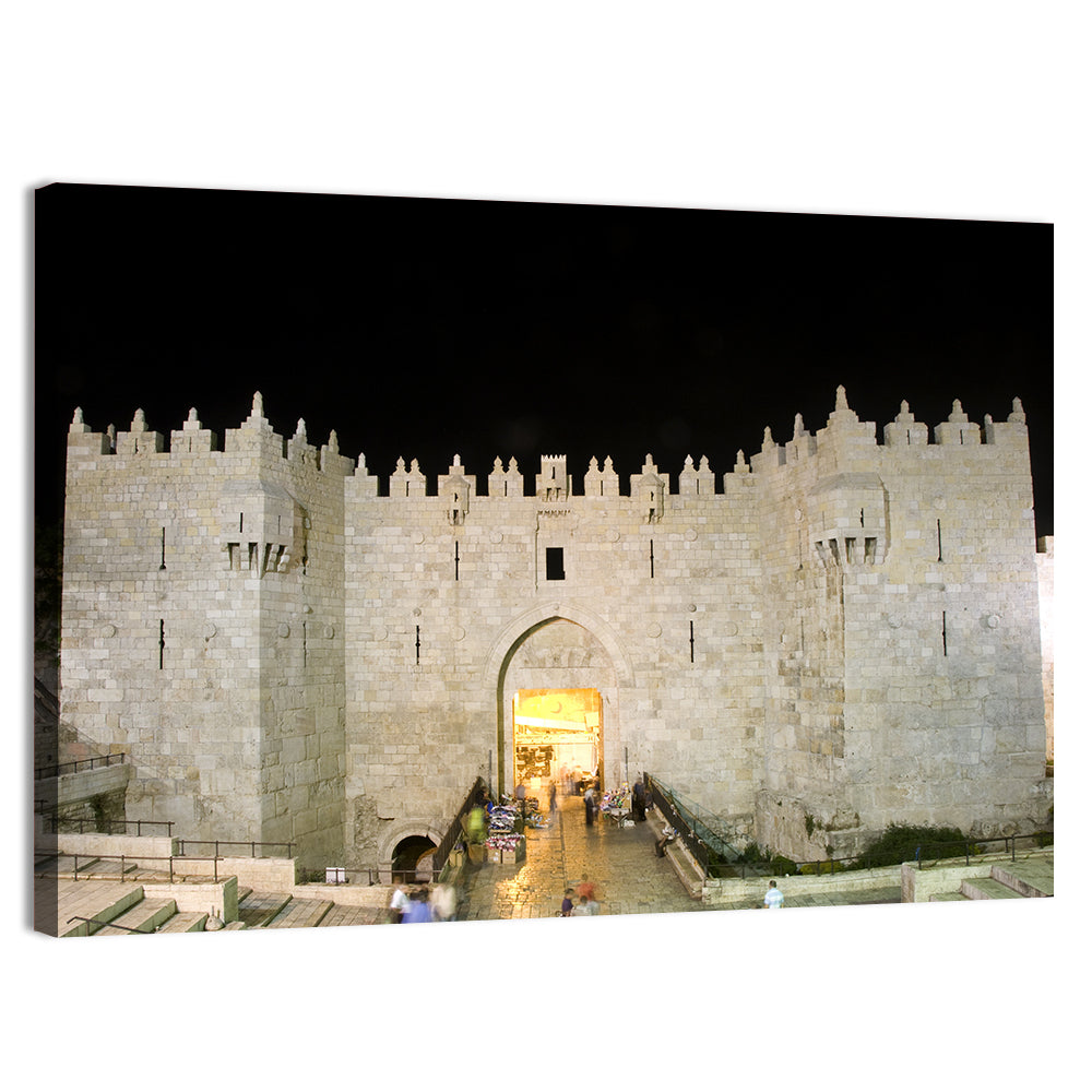 Damascus Gate at Night Wall Art, canvas print, landscape