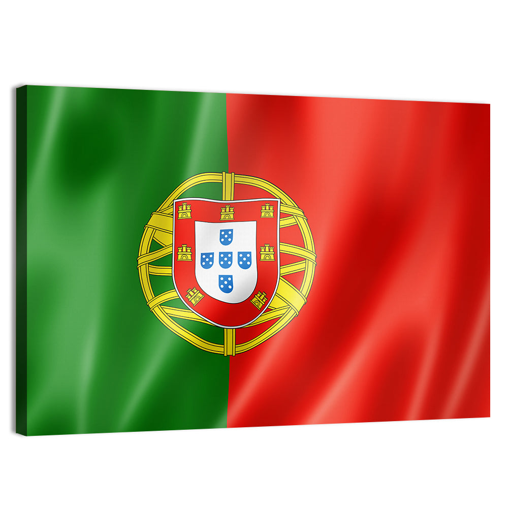 Portuguese Flag with Coat of Arms Wall Art, canvas print, landscape