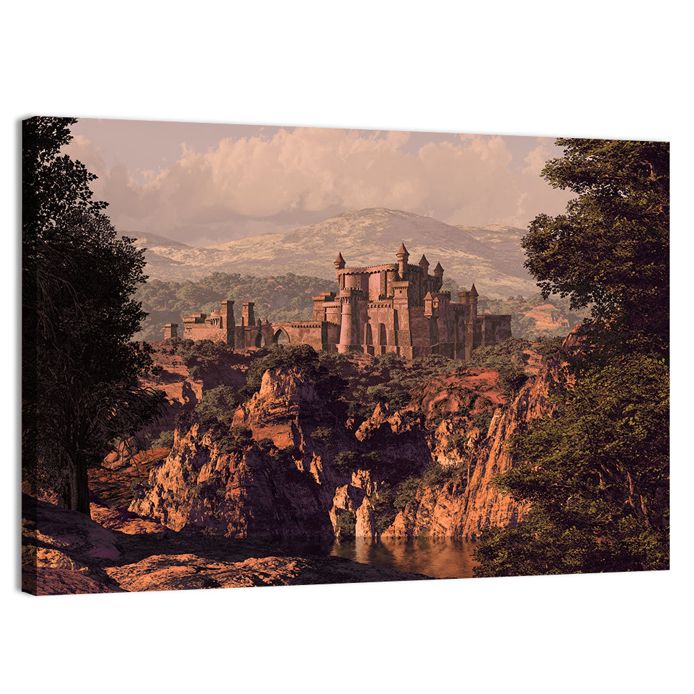 Medieval Castle at Golden Hour Wall Art, canvas print, landscape