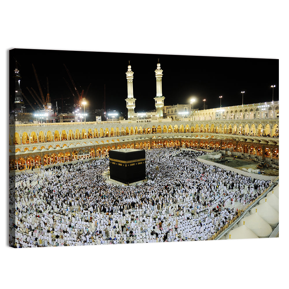 Kaaba Overhead Night View Wall Art, canvas print, landscape