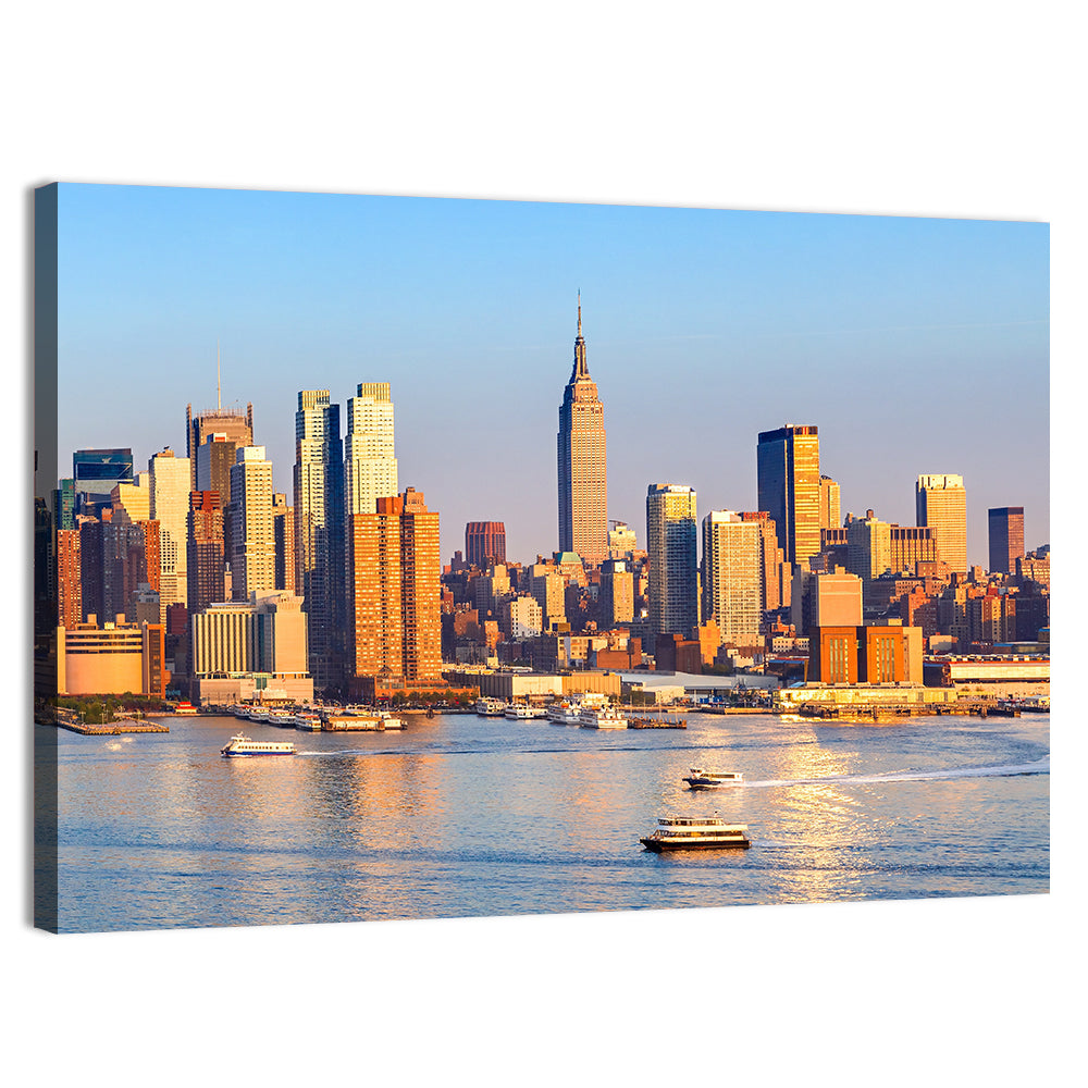 Manhattan Sunrise Over Harbor Wall Art, canvas print, landscape