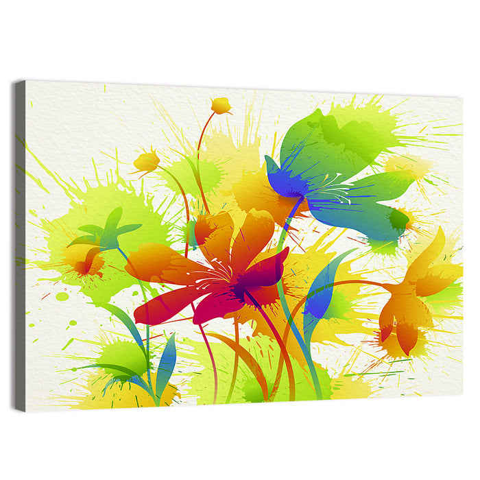 Vibrant Wildflower Watercolor Illustration Wall Art as a canvas print