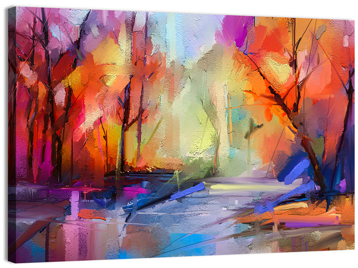 Autumn Forest Oil Painting Wall Art as a canvas print