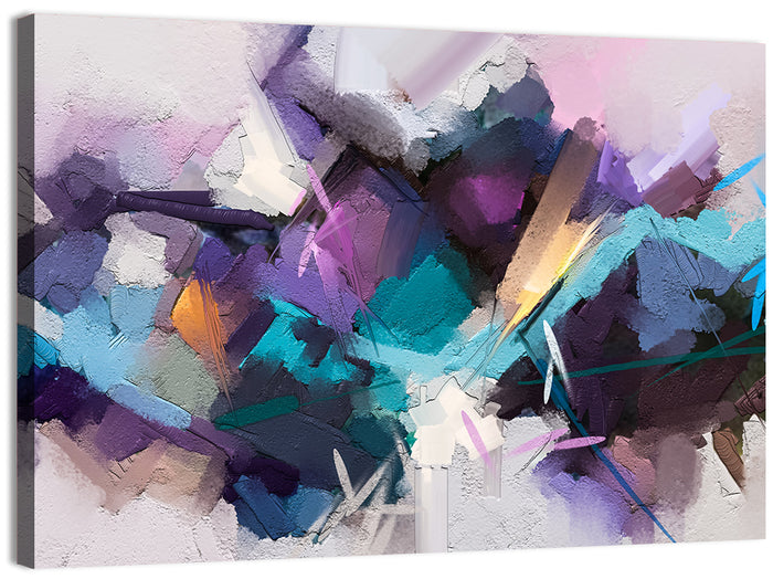 Impasto Texture Abstract in Purple and Teal Wall Art as a canvas print