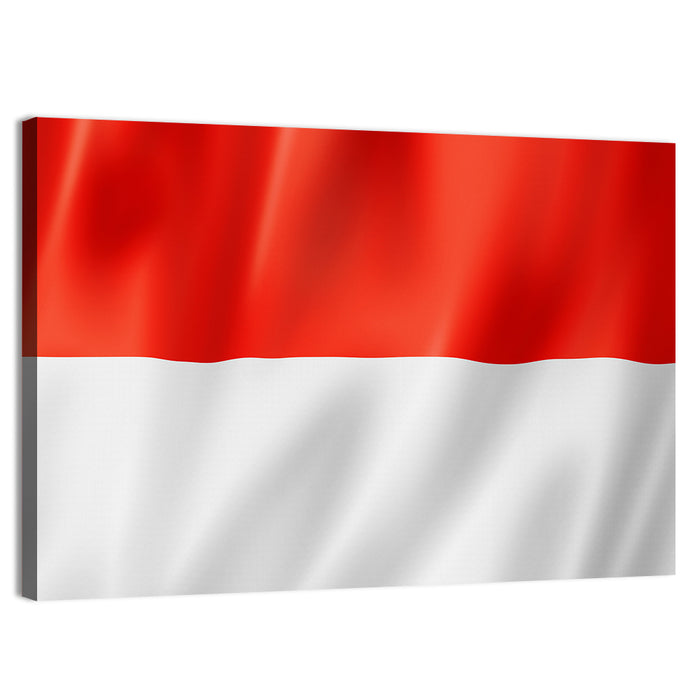 Indonesian Flag Waving Red and White Wall Art as a canvas print