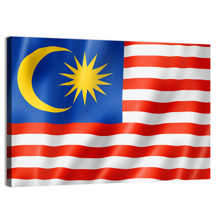 Malaysian Flag with Crescent and 14 Point Star Wall Art as a canvas print