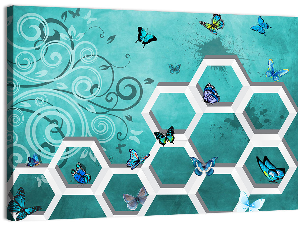 3d Butterfly Abstract Wall Art, canvas print, landscape