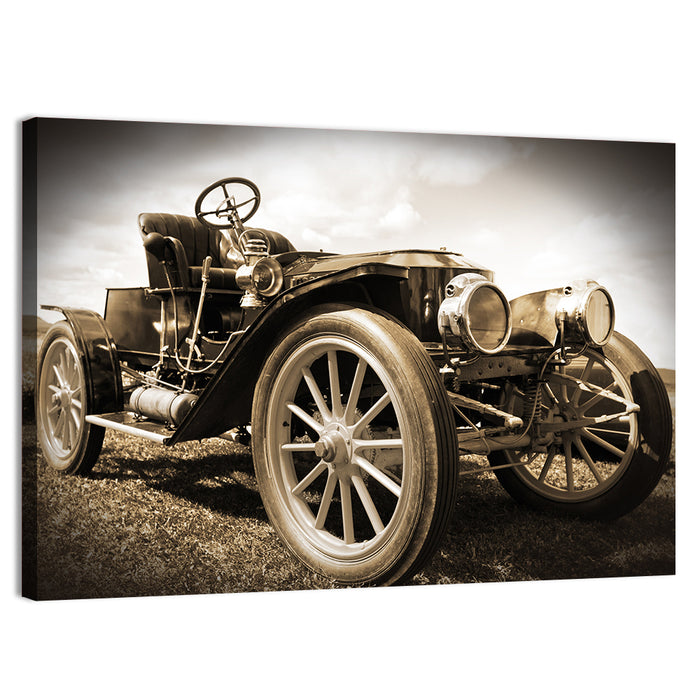 Sepia Vintage Roadster Side Profile Wall Art as a canvas print