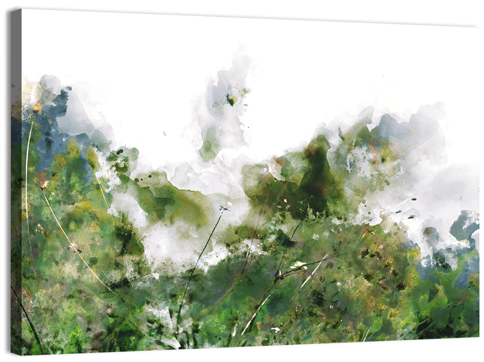 Wildflower Meadow Watercolor Wall Art, canvas print, landscape