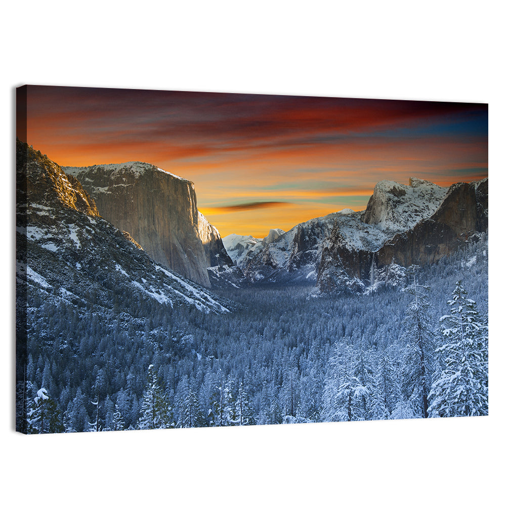 Yosemite Valley Winter Sunset Wall Art, canvas print, landscape