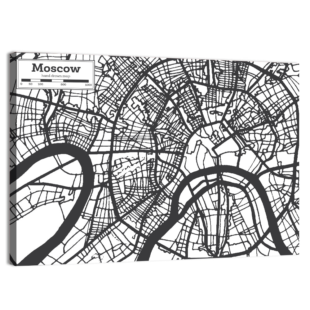 Minimalist Moscow City Map Wall Art, canvas print, landscape