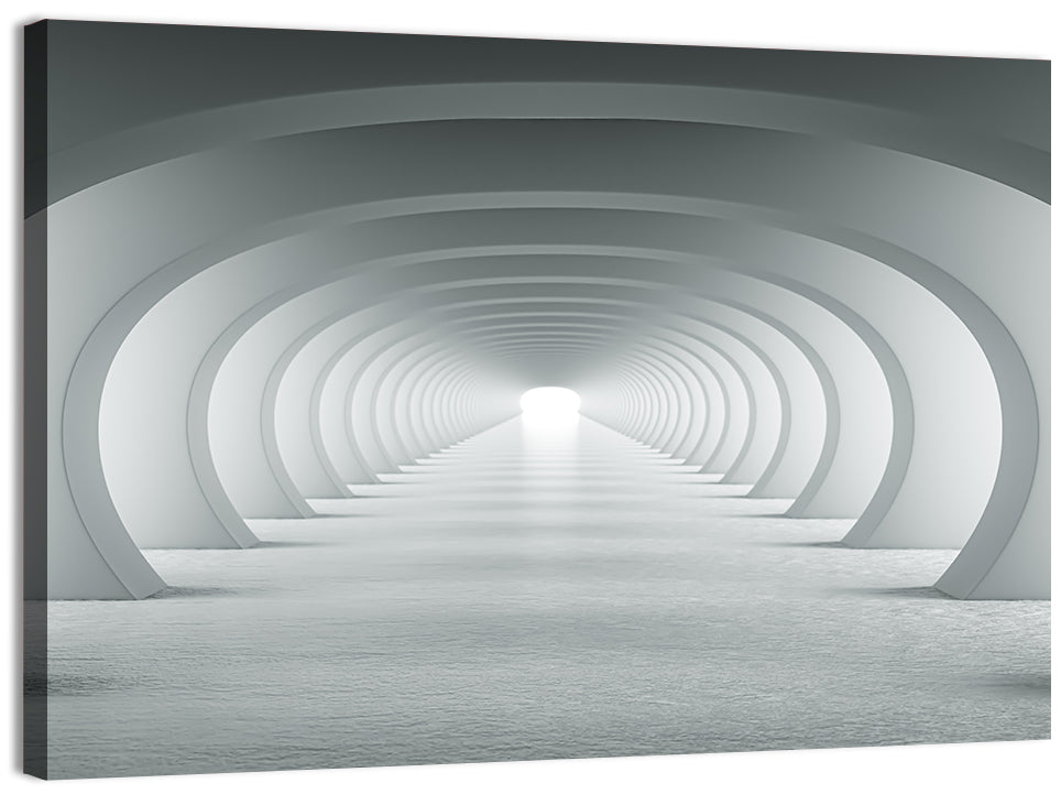 White Arched Corridor Wall Art, canvas print, landscape