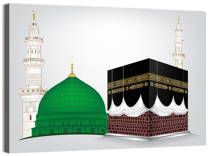 Masjid Al Haram and Masjid E Nabawi Wall Art as a canvas print