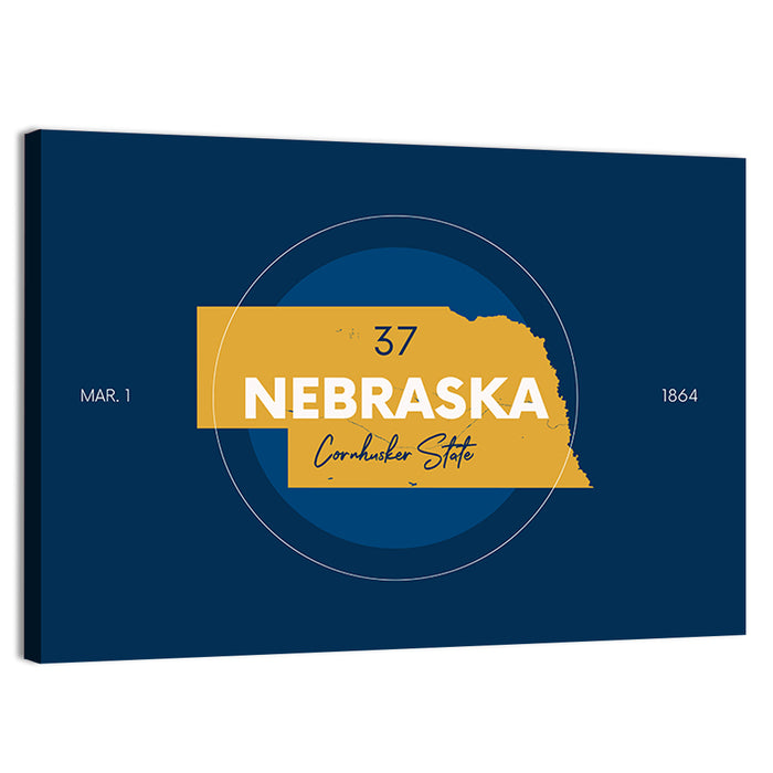 Nebraska State Map Graphic Wall Art as a canvas print