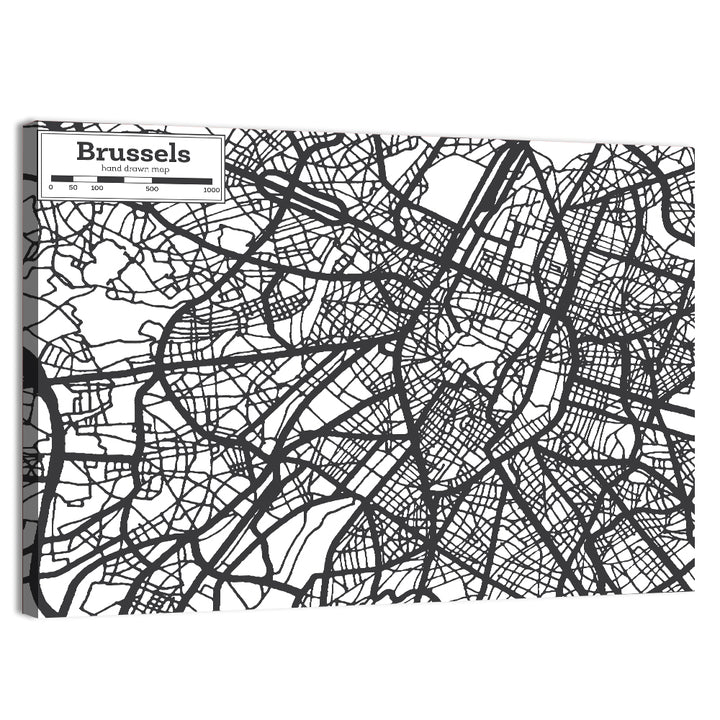 Brussels Hand Drawn City Map Wall Art