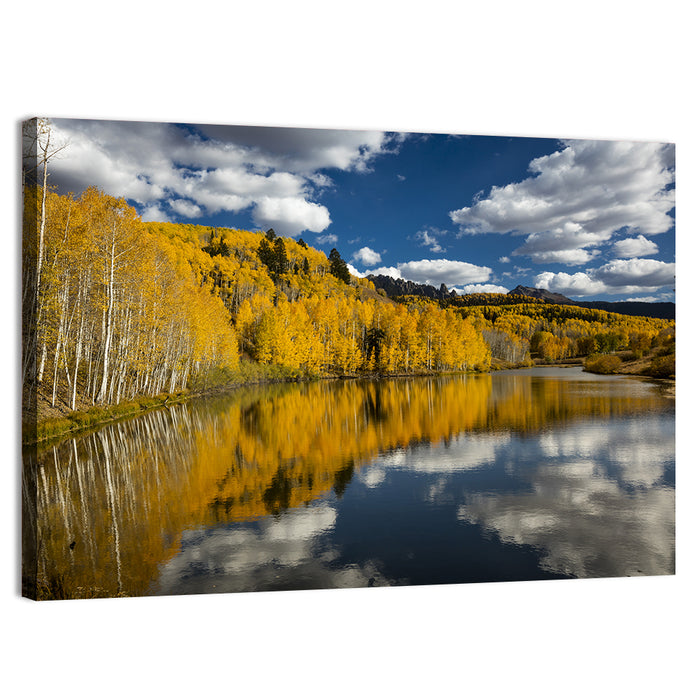 Cushman Lake Golden Aspens Wall Art as a canvas print