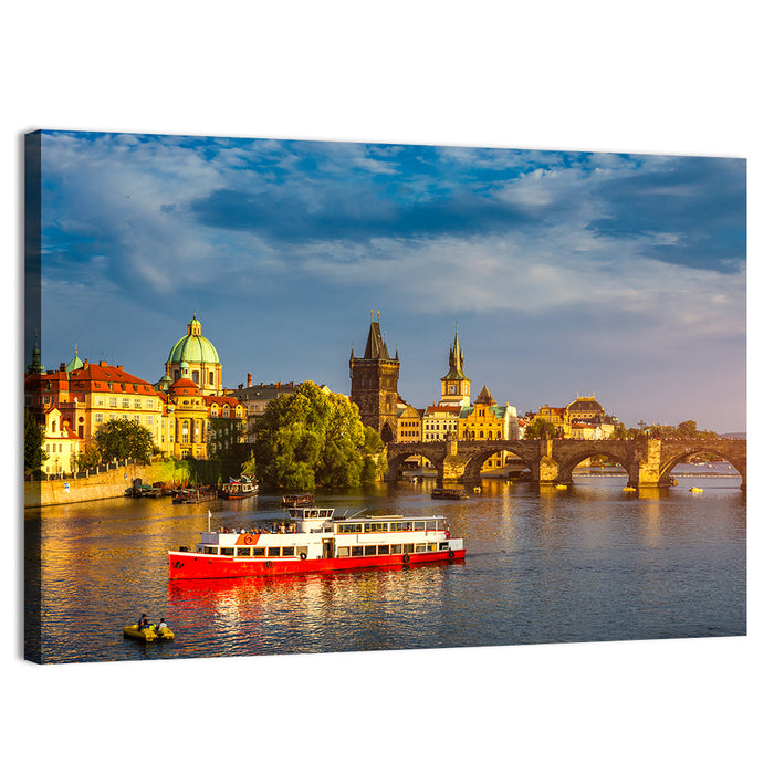 Charles Bridge at Golden Hour Wall Art as a canvas print