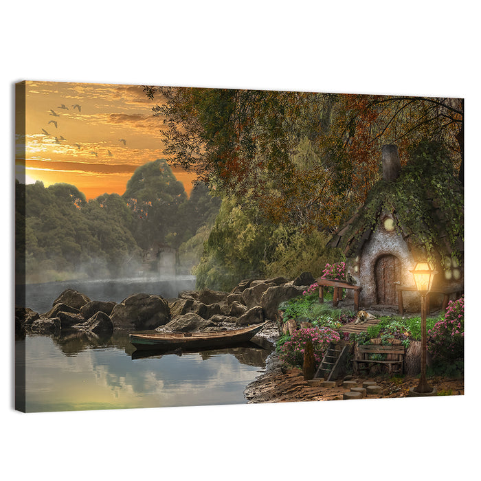 Fairy House on the Lake Wall Art as a canvas print