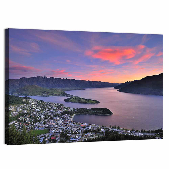 Queenstown Over Lake Wakatipu Wall Art as a canvas print