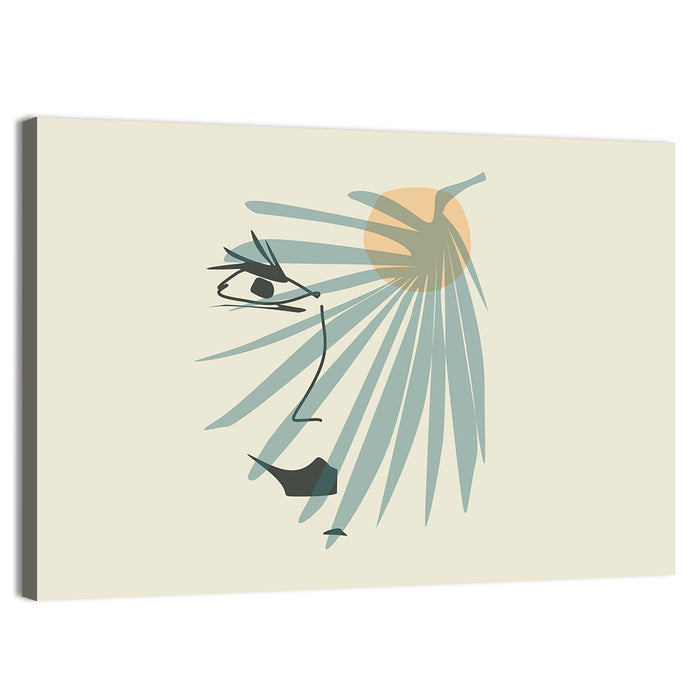 Palm Leaf Profile Line Wall Art as a canvas print