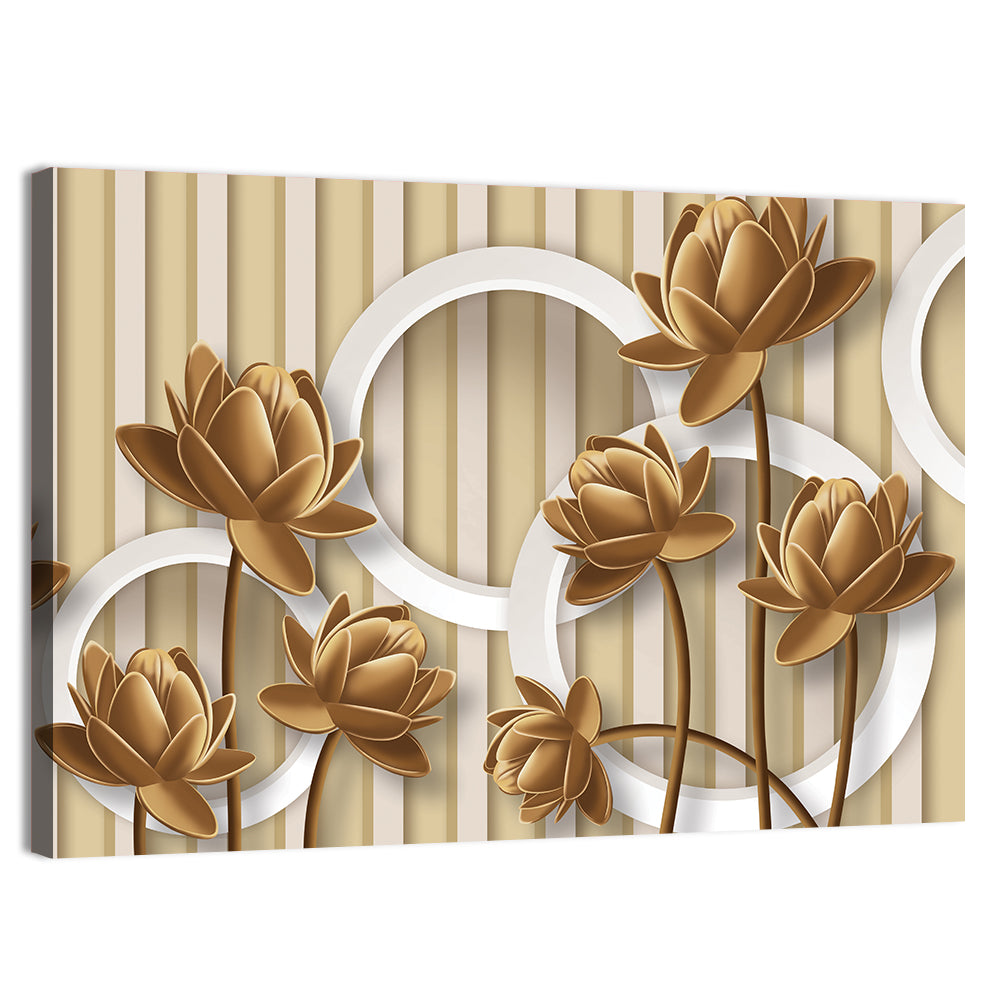 Layered Lotus and Geometric Circles Wall Art, canvas print, landscape