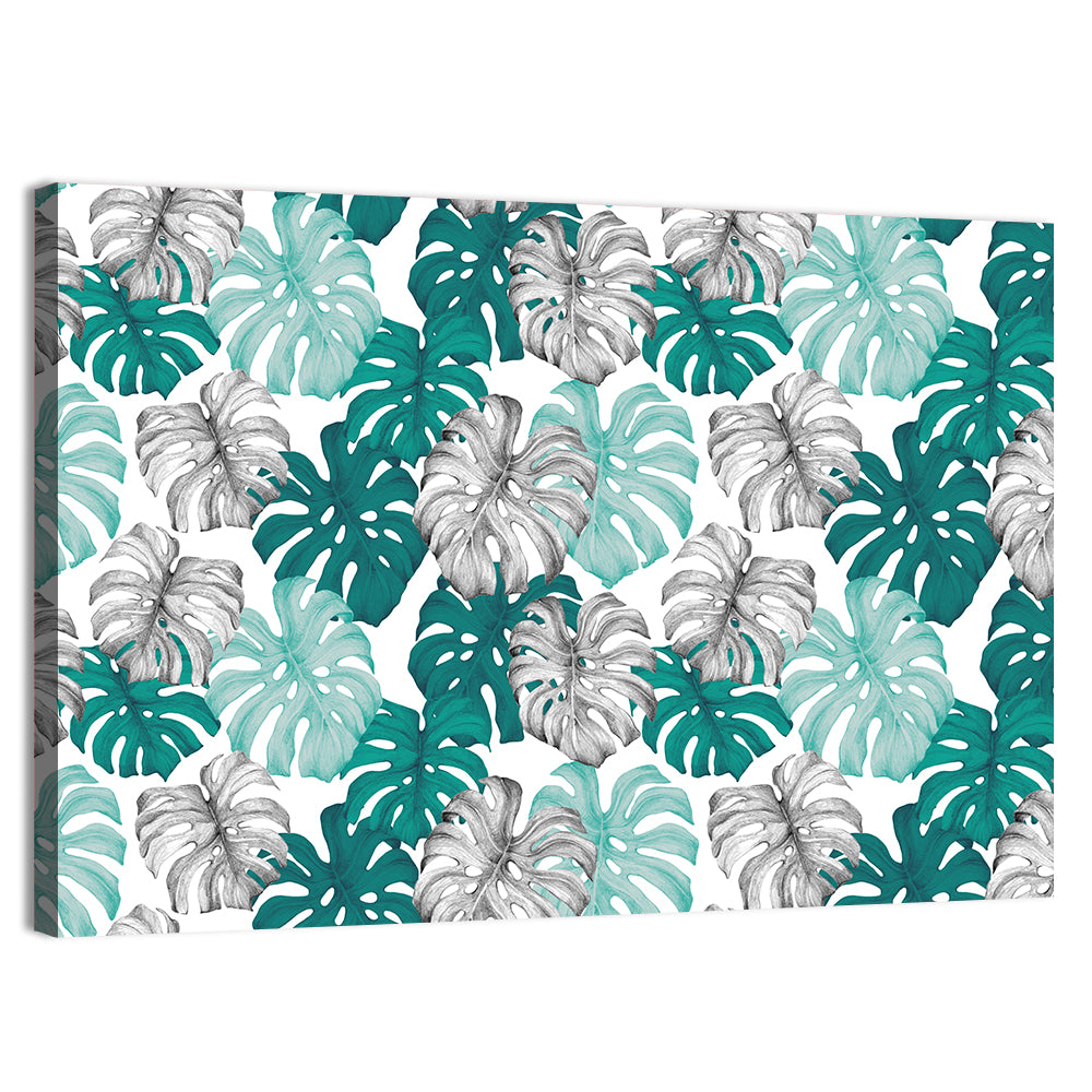 Seamless Monstera Leaf Pattern Wall Art, canvas print, landscape