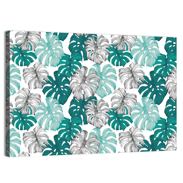 Seamless Monstera Leaf Pattern Wall Art as a canvas print