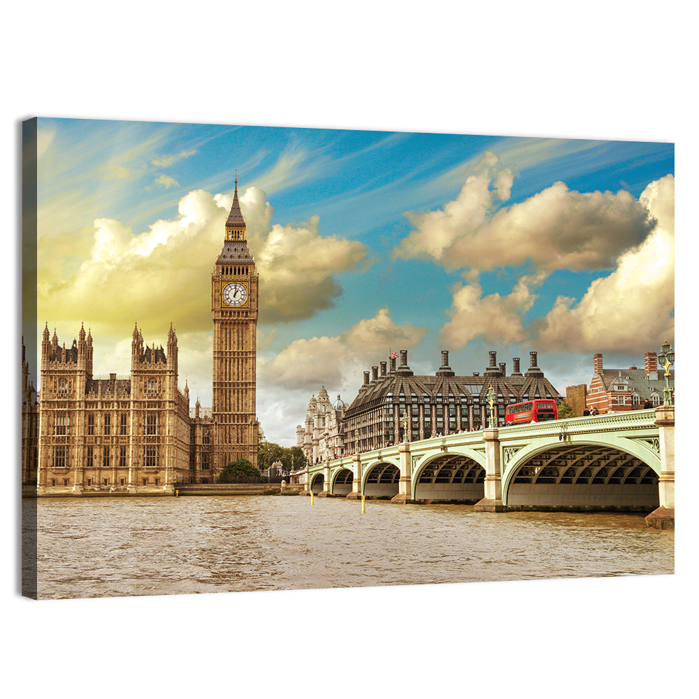Big Ben and Westminster Bridge Wall Art, canvas print, landscape