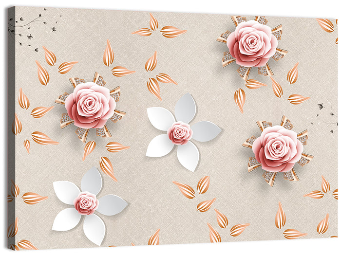 Jeweled Rose Floral Illustration Wall Art as a canvas print