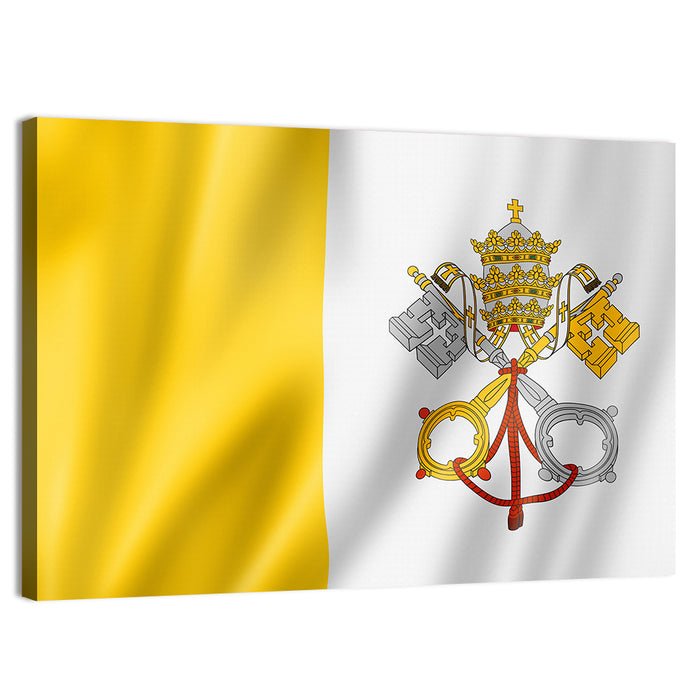 Vatican City Flag with Papal Emblem Wall Art as a canvas print