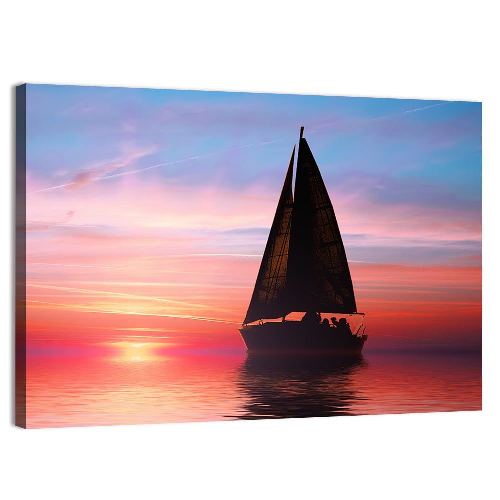 Sailboat at Sunset Wall Art, canvas print, landscape