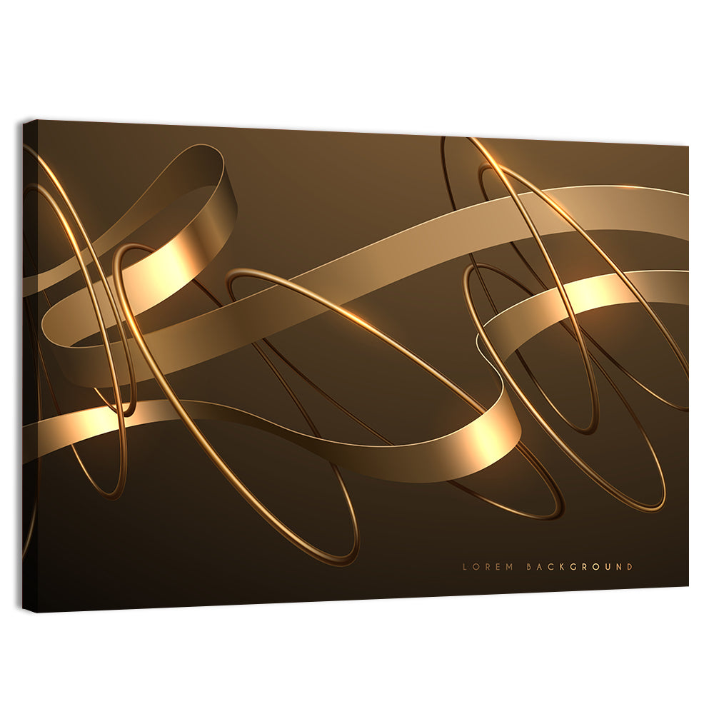 Gold Ribbons and Rings Wall Art, canvas print, landscape